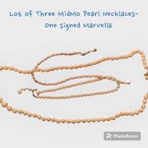 Lot of Three MidMo Pearl Necklaces- One Marked Marvella